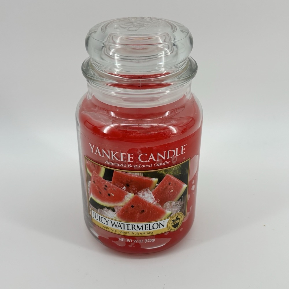Yankee Candle Juicy Watermelon‎  Large Jar 22 Oz Single Wick Smells Wonderful!